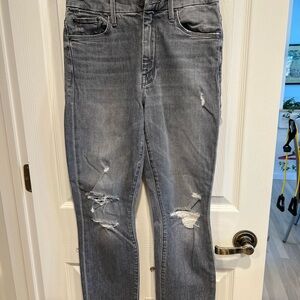 MOTHER Women's Gray Distressed Skinny Jeans
